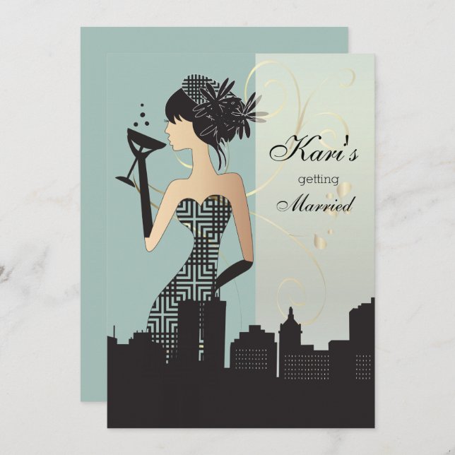 Convite Festa Noite das Meninas - Azul (Frente/Verso)