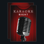 Convite Festa Noite de aniversário de 30 anos de Karaoke,<br><div class="desc">Palco Vermelho Clássico Cortinas aniversário de 30 anos de Karaoke Convite de festas Noite</div>