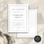 Convite Festa Noite de Casamento da Fronteira da Linha Bra<br><div class="desc">Simples Festa de Casamento de Fronteira de Linha Branca e Negra. Totalmente personalizável. Disponível digitalmente e impresso. Fácil de personalizar o texto para seus detalhes e alterar as cores da tipografia e do fundo em cada lado, se você quiser, pode ser alterado para qualquer opção ou sua escolha por meio...</div>