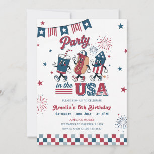 Convite Festa nos EUA Criança Menino Aniversário Americano