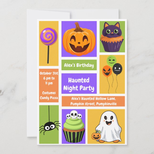 Convite Festa Noturna Assombrada Aniversário - Noite de Ha (Frente)