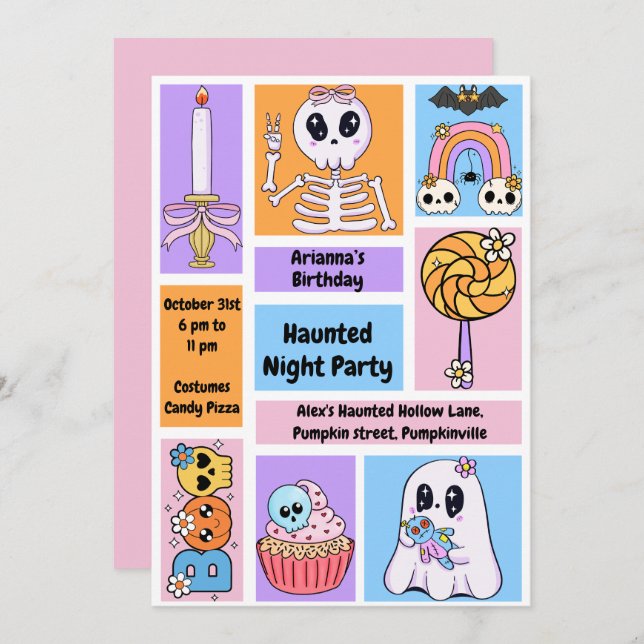 Convite Festa Noturna Assombrada Aniversário - Noite de Ha (Frente/Verso)