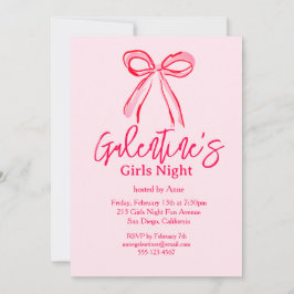 Convite Festa Noturna das Meninas Galentine's Rosa Vermelh