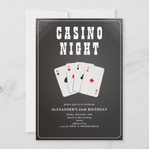 Convite Festa Noturna de Blackjack de Pôquer no Cassino de