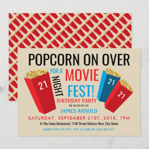 Convite Festa Noturna de Filme, Festa de aniversário de Ca