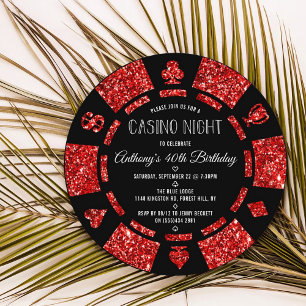 Convite Festa noturna do Chip Casino do Pôquer Vermelho
