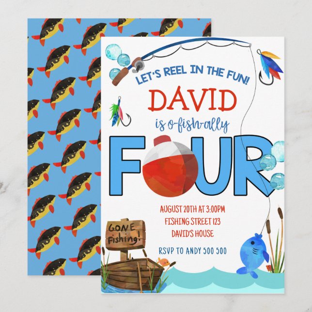 Convite Festa O-Peixe do 4º Aniversário (Frente/Verso)