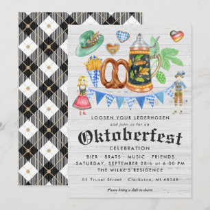 Convite Festa Oktoberfest Rústica Cerveja e Pretzel Bávara
