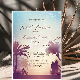 Convite Festa Palms Beach Surfboard Sweet 16