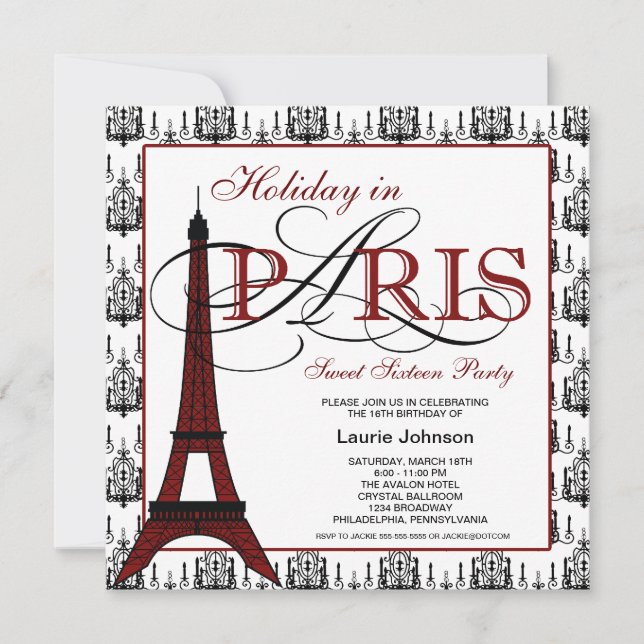 Convite Festa Paris Sweet Sixteen (Frente)