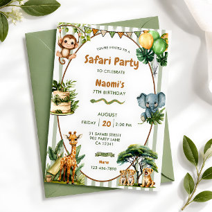 Convite Festa Personalizada de Aniversário Safari na Selva