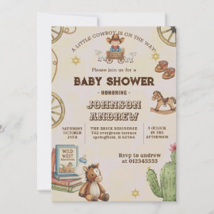 Convite Festa personalizada de baby shower do CowBoy
