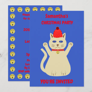 Convite Festa Personalizada de Gato de Natal Bonito