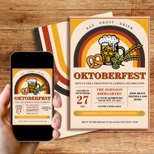 Convite Festa Personalizada de Oktoberfest Retro dos Anos