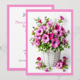 Convite Festa Personalizada Petúnias Rosa Primavera