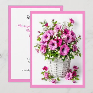Convite Festa Personalizada Petúnias Rosa Primavera