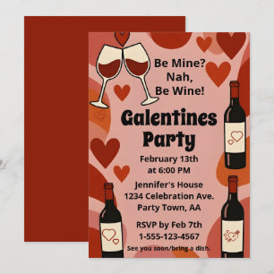 Convite Festa Personalizada Retro Galentine Be Wine Divert
