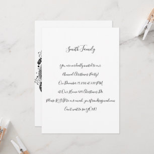 Convite Festa personalizável de Natal preto e branco