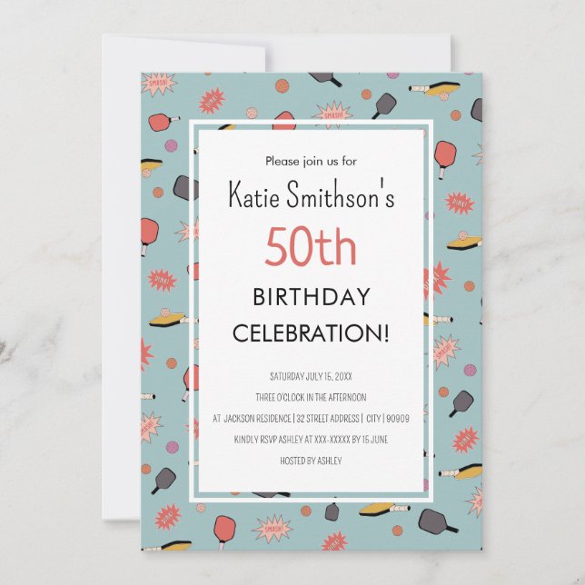 Convite Festa Pickleball Azul de Pré-Papoila 50º Aniversár (Frente)