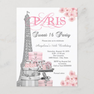 Convite Festa Pink Paris Sweet 16