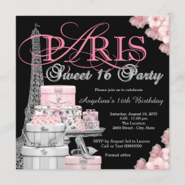 Convite Festa Pink Paris Sweet 16