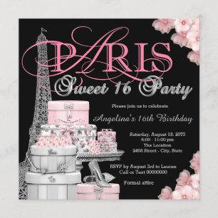 Convite Festa Pink Paris Sweet 16