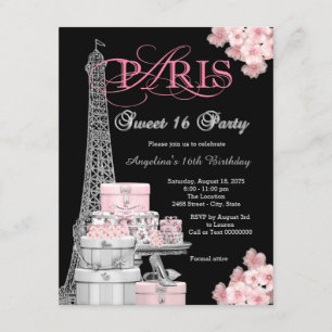 Convite Festa Pink Paris Sweet 16