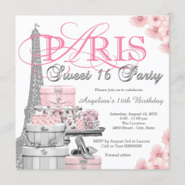 Convite Festa Pink Paris Sweet 16