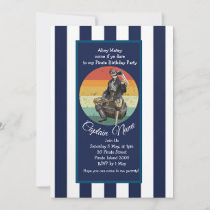 Convite Festa Pirata Épica de Esqueleto