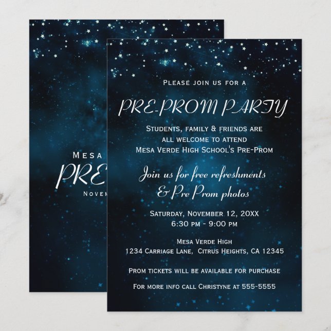 Convite Festa Pré Baile Encantado Céu Estrelado (Frente/Verso)