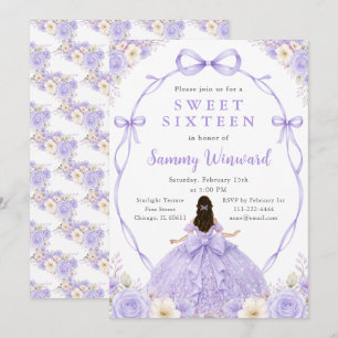Convite Festa Princesa Floral Roxa Sweet Sixteen