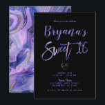 Convite Festa Purple Black Gold Marble Chic Glam Sweet 16<br><div class="desc">Personalize para qualquer evento</div>