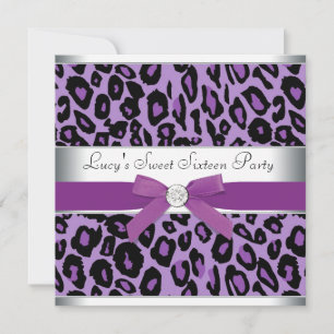 Convite Festa Purple Leopard Sweet 16
