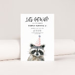 Convite Festa Raccoon Hids Kids Woodland Aniversário<br><div class="desc">Celebre o grande dia do seu pequeno com este adorável convite de aniversário de moto de aquarela! Apresentando uma charmosa guaxinim em um chapéu de festa, esta design de matas é perfeita para festas ao ar livre, aventuras florestais ou qualquer garoto que ama a natureza. Elementos de aquarela macia e...</div>