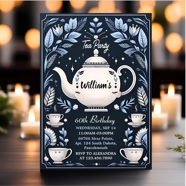 Convite Festa Real Chic Adulto Fada Fada de Tea 60º Aniver (Criador carregado)