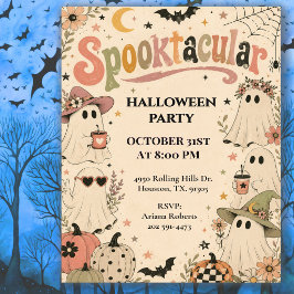 Convite Festa Retro Boho Spooktacular de Halloween