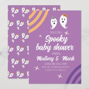 Convite Festa Retro de Halloween Groovy Baby Shower