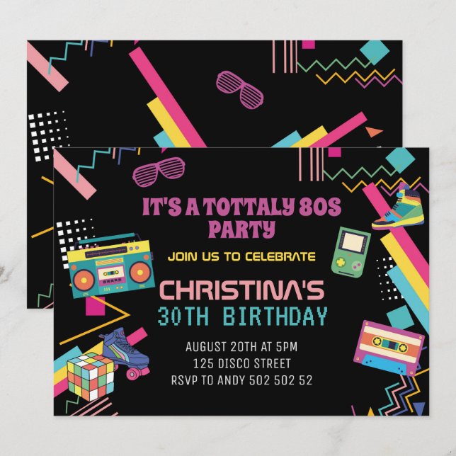 Convite Festa Retro Disco Anos 80 Tema Anos 80 Eu Amo Os A (Frente/Verso)