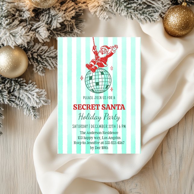 Convite Festa Retro do Papai Noel Secreto de Natal         (Criador carregado)