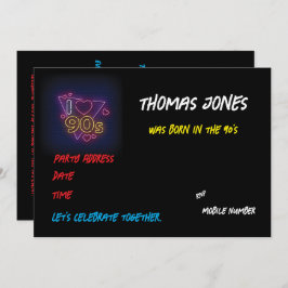 Convite Festa Retro Personalizada com Tema dos Anos 90