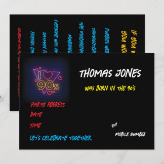 Convite Festa Retro Personalizada com Tema dos Anos 90