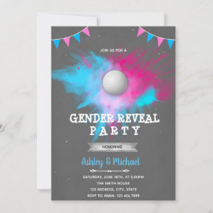 Convite Festa reveladora de gênero de bola de golfe