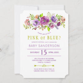 Convite Festa reveladora de sexo verde-púrpura para bebês