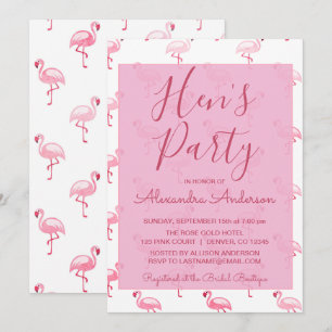 Convite Festa rosa Flamingo Summer Hen