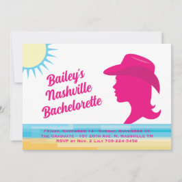 Convite Festa Rosa Nashville Semekend Bachelorette branca
