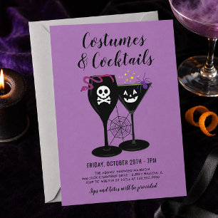 Convite Festa Roxa de Halloween 'Fantasias e Coquetéis'