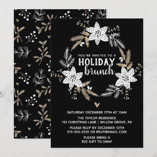 Convite Festa Rustic Floral Holiday Brunch