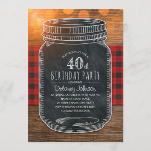 Convite Festa Rustic Mason Jar aniversário de 40 anos do Q