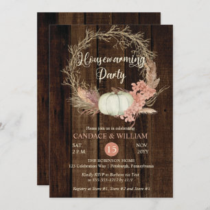 Convite Festa Rustic Pumpkin Pampas Wreath Em