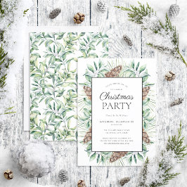 Convite Festa Rustic Winter Fir Cone Holiday